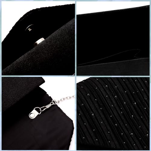 BBjinronjy Clutch Purses for Women Evening Bag Formal Rhinestone Handbags for Wedding Party Cocktail Prom Dinner Shoulder Envelope (Black) - Image 3
