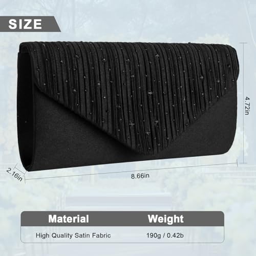 BBjinronjy Clutch Purses for Women Evening Bag Formal Rhinestone Handbags for Wedding Party Cocktail Prom Dinner Shoulder Envelope (Black) - Image 5