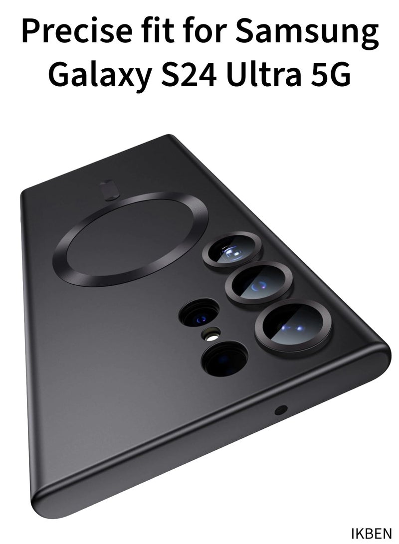 IKBEN Galaxy S24 Ultra 5G Magnetic Ring Case – Wireless Charging Compatible, Full Camera Lens Protection, Shockproof Anti-Scratch TPU Slim Cover, Matte Black (IKBEN) - Image 4