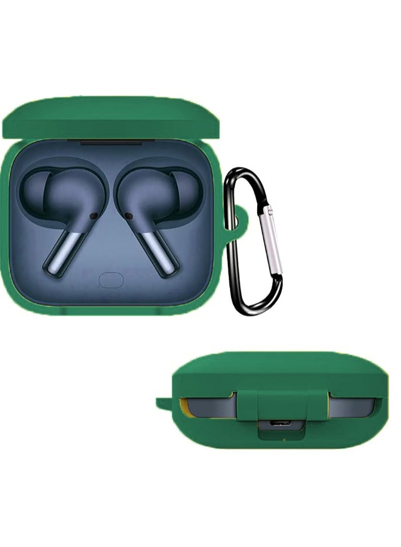 Silicone Protective  Case for OnePlus Buds 3 with Keychain Cover (Green) - Image 1