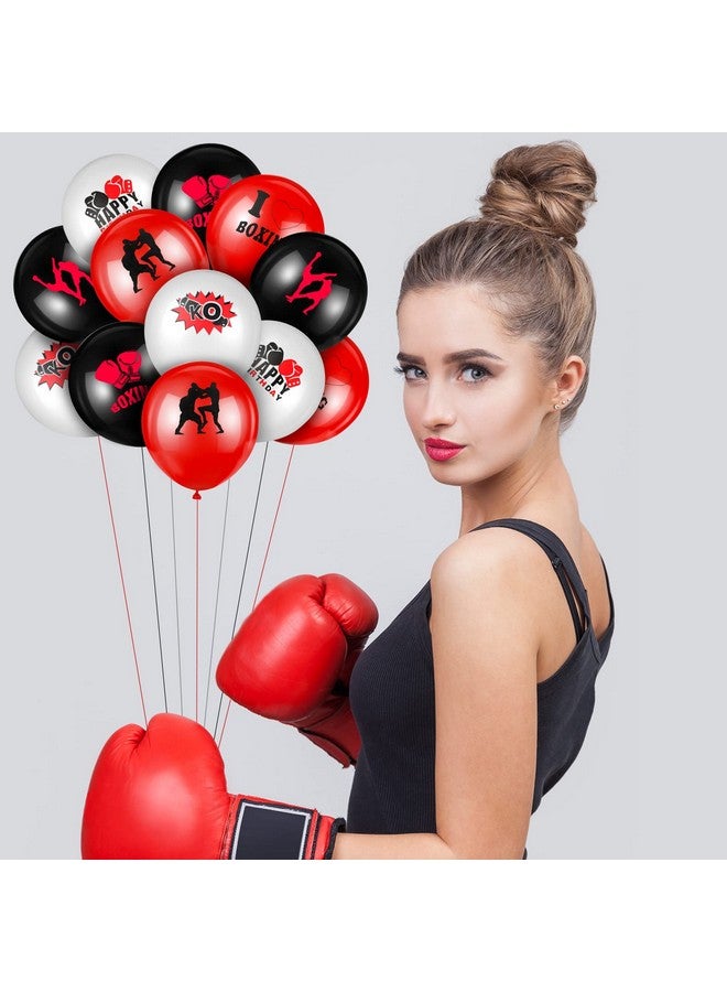 Vinsot 36 Pack Boxing Party Decorations Boxing Balloons 12 Inch Red Black and White Wrestling Latex Balloons for Wrestling Match Fight Sports Theme Birthday Party Supplies - Image 5