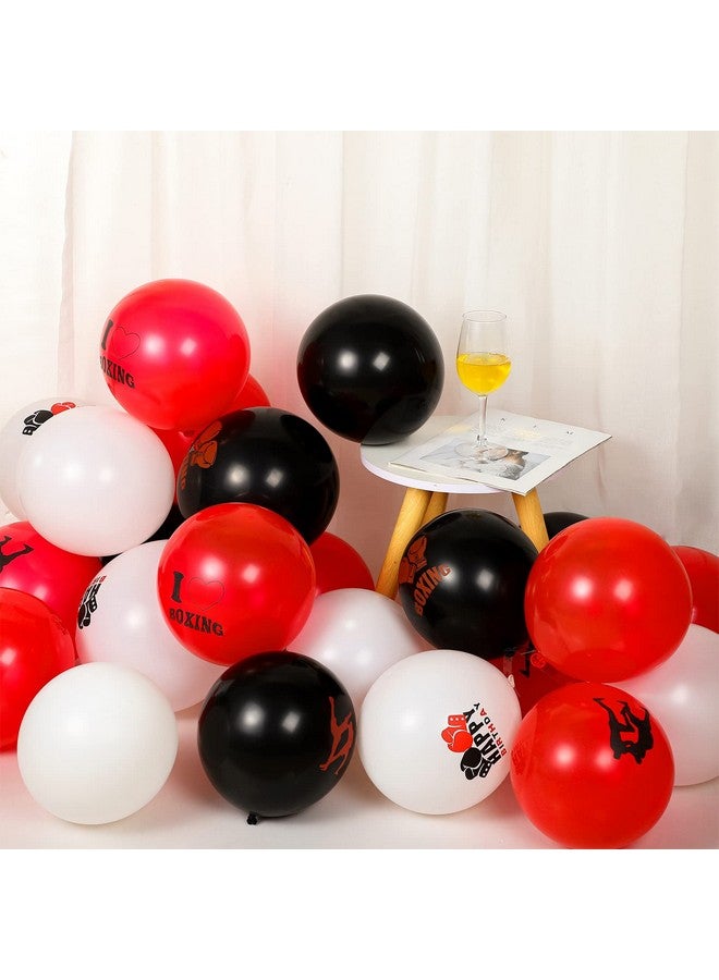 Vinsot 36 Pack Boxing Party Decorations Boxing Balloons 12 Inch Red Black and White Wrestling Latex Balloons for Wrestling Match Fight Sports Theme Birthday Party Supplies - Image 3