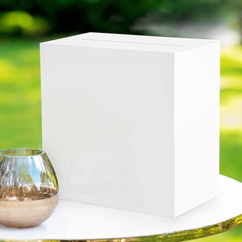 Lemicin White Acrylic Wedding Card Box, Large DIY Card Box Blank No Print for Wedding Reception, Graduation Party, Bridal Shower, Keepsake Party Favor, Cosmetic Home Decor (10 x10 x 5.5 Inch) - Image 1