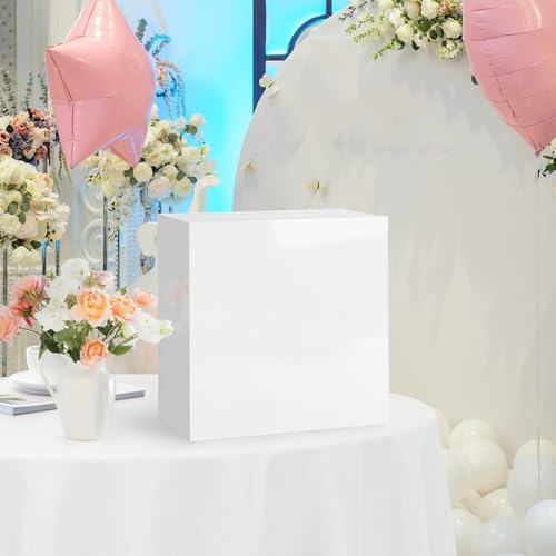 Lemicin White Acrylic Wedding Card Box, Large DIY Card Box Blank No Print for Wedding Reception, Graduation Party, Bridal Shower, Keepsake Party Favor, Cosmetic Home Decor (10 x10 x 5.5 Inch) - Image 3