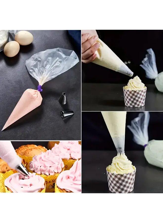 200 قطعة من أكياس التزيين السميكة القابلة للتخلص مع فوهات لتزيين الكيك والخبز في المطبخ - Image 4