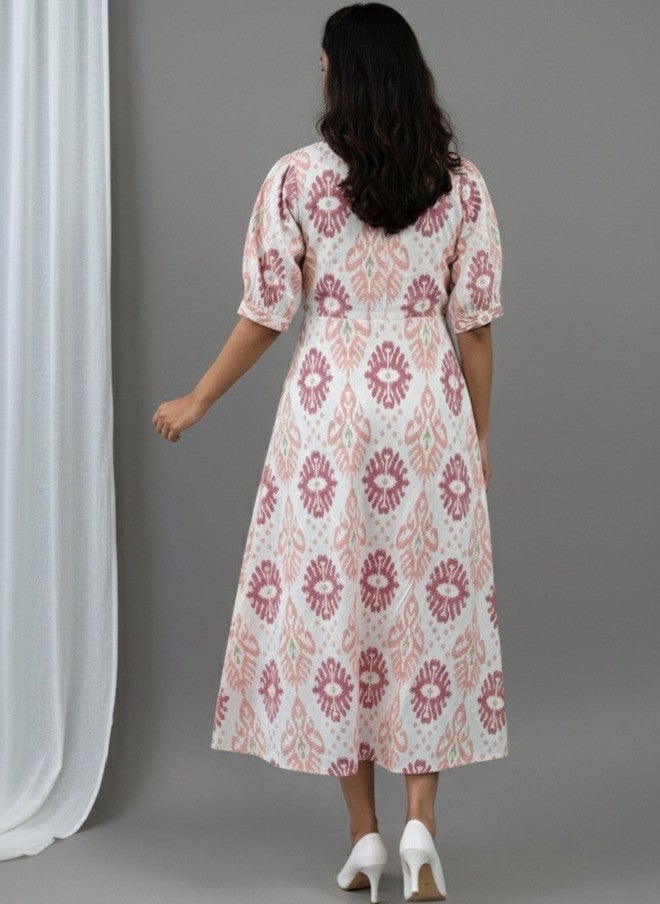 WineRed Wine Red Women Cotton Cinched Empire Midi Dress - Image 4