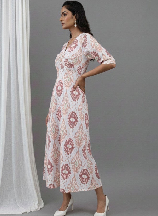 WineRed Wine Red Women Cotton Cinched Empire Midi Dress - Image 3