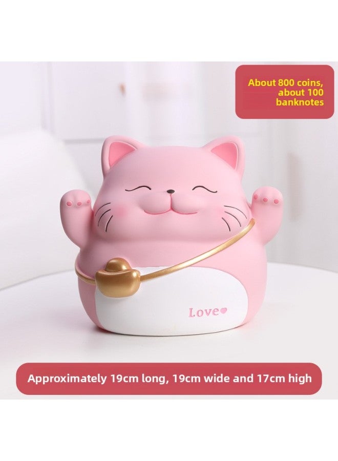 Rabbit Year Piggy Bank Children's Toy Piggy Bank Men's And Women's Gift Coin Box Piggy Bank Worker Vinyl Craft-Color:Dull Cat Pink Medium  - Image 1