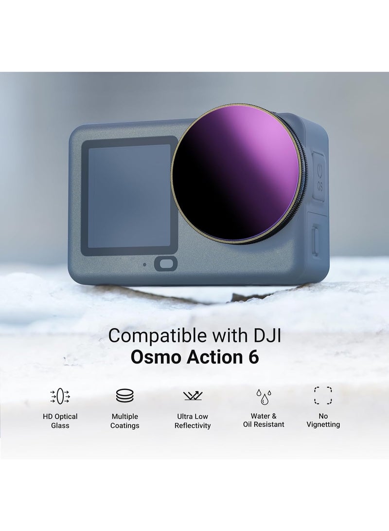 مجموعة مرشحات NEEWER CPL ND متوافقة فقط مع DJI Osmo Action 6، 4 قطع سريعة التركيب ND8/16/32 مرشحات قطبية دائرية قابلة للتعديل متعددة الطبقات لعدسات كاميرات الفيديو مع غطاء العدسة - Image 2