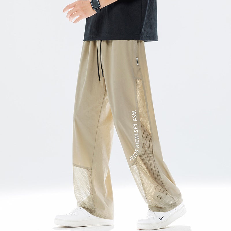 Nasa Ice Silk Casual Pants Men'S Summer Mesh Breathable Loose Straight Sports Pants Trendyy Light Sun Protection Pants - Image 1