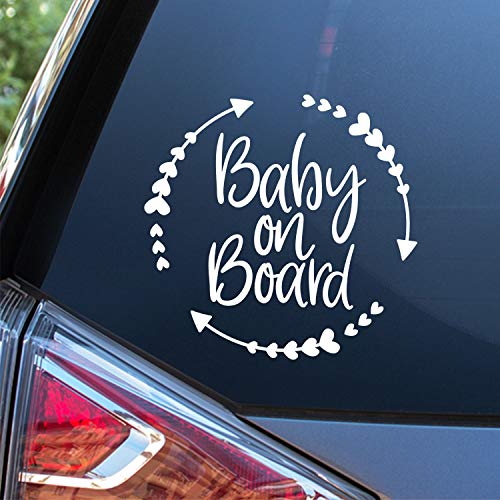 Sunset Graphics  Decals Baby On Board Decal Vinyl Car Sticker  Cars Trucks Vans Walls Laptop  White  55 x 55 inches  SGD000002