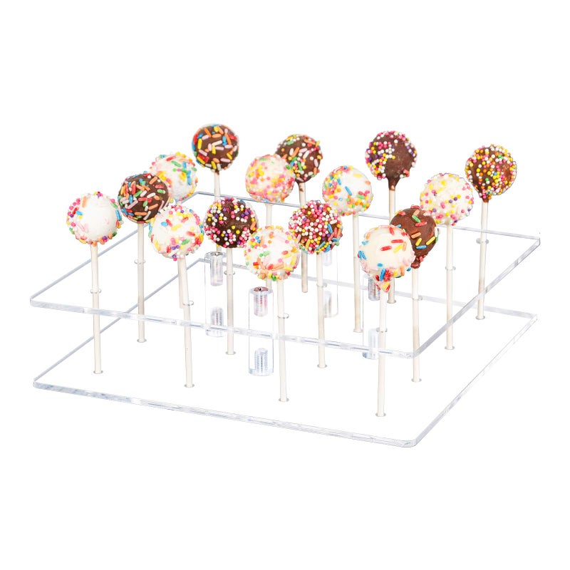 YestBuy Cake Pop Display Stand 16 Hole Cake Pop HolderSquare Lollipop Holder for Weddings Birthday Parties Anniversaries Gift Halloween Christmas Candy Decorative Clear