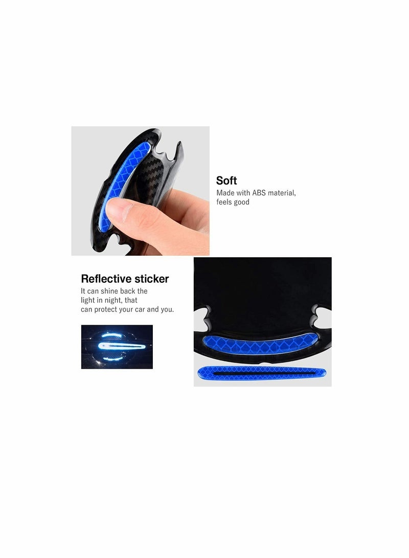 KASTWAVE Car Door Cup Handle Paint Scratch Protector Sticker 3D Carbon Fiber Universal Auto Door Handle Scratch Protection Cover Guard Film Car Door Handle Safety Reflective Strips (Blue)【WATER RESISTANT】Can B  - Image 3