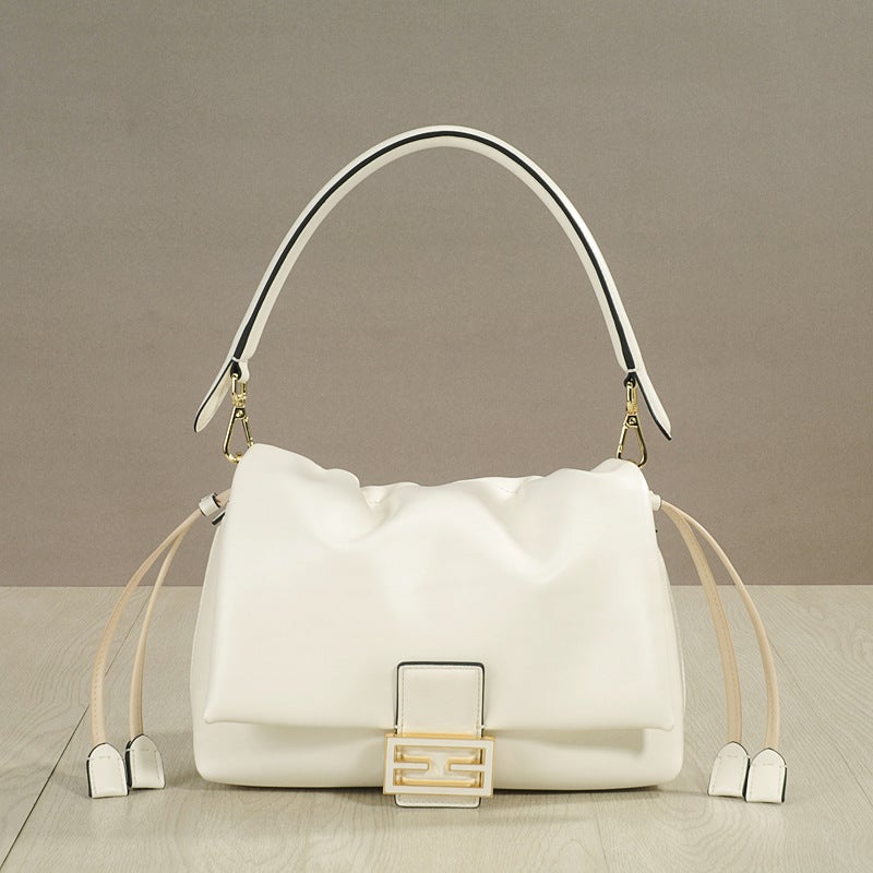 25 New Mother'S French Stick Underarm Bag Drawstring Bag Large Capacity Commuter Shoulder Crossbody Leather Women'S Bag - Image 2