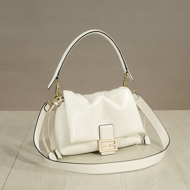 25 New Mother'S French Stick Underarm Bag Drawstring Bag Large Capacity Commuter Shoulder Crossbody Leather Women'S Bag - Image 3