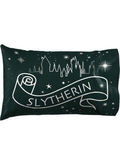 Jay Franco Jay Franco Harry Potter Serpent Stars 1 Pack Pillowcase - Double-Sided Kids Super Soft Bedding - Features Hogwarts House Slytherin  - Image 1