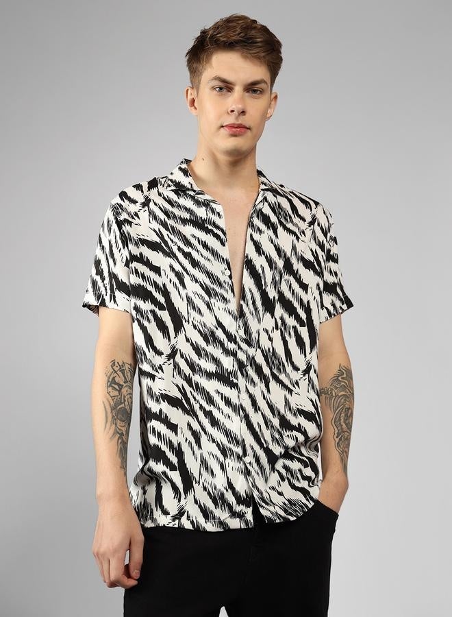 Dennis Lingo Relaxed Fit Black Viscose Shirt Cuban Collar - Image 1