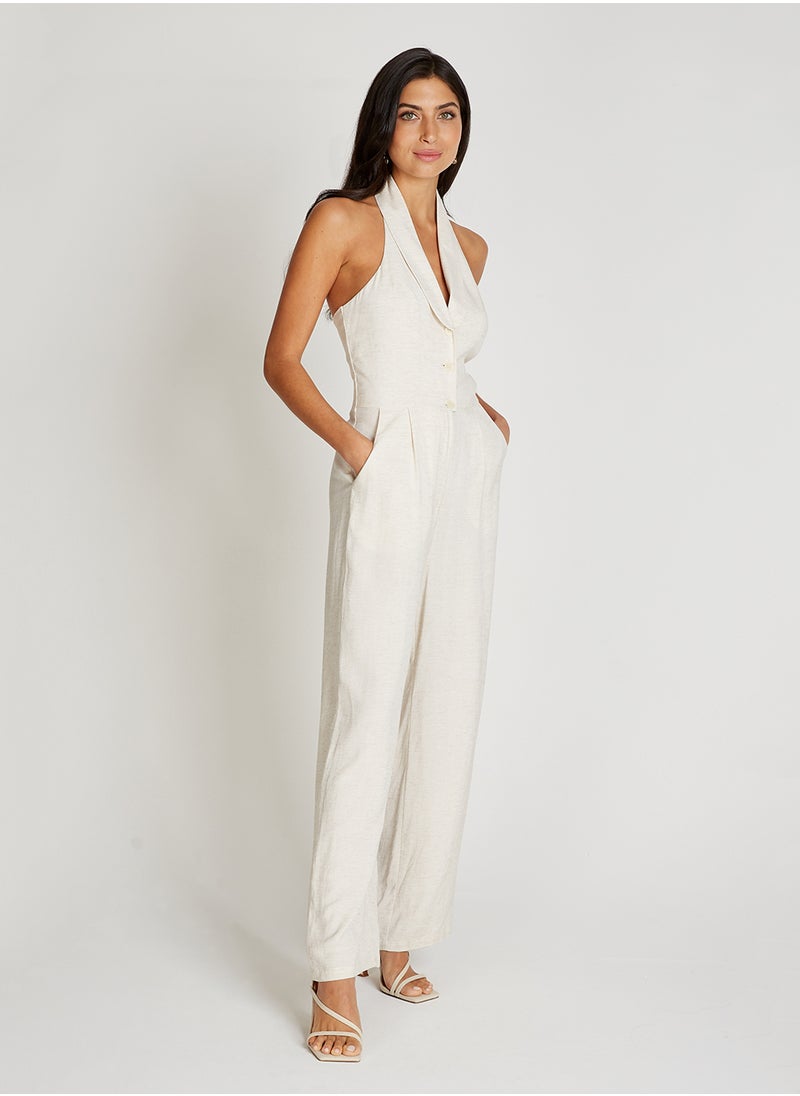 Little Mistress Sleeveless Halter Neck Wide Leg Jumpsuit  - Image 4