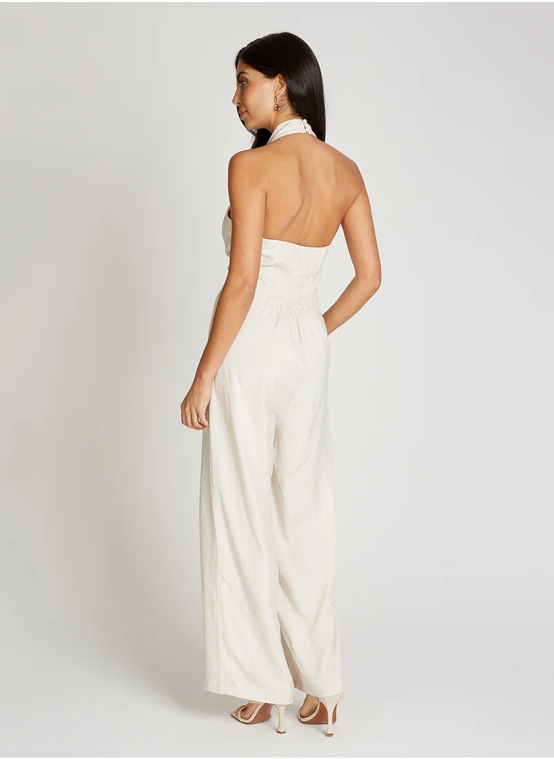 Little Mistress Sleeveless V Neck Wide Leg Jumpsuit