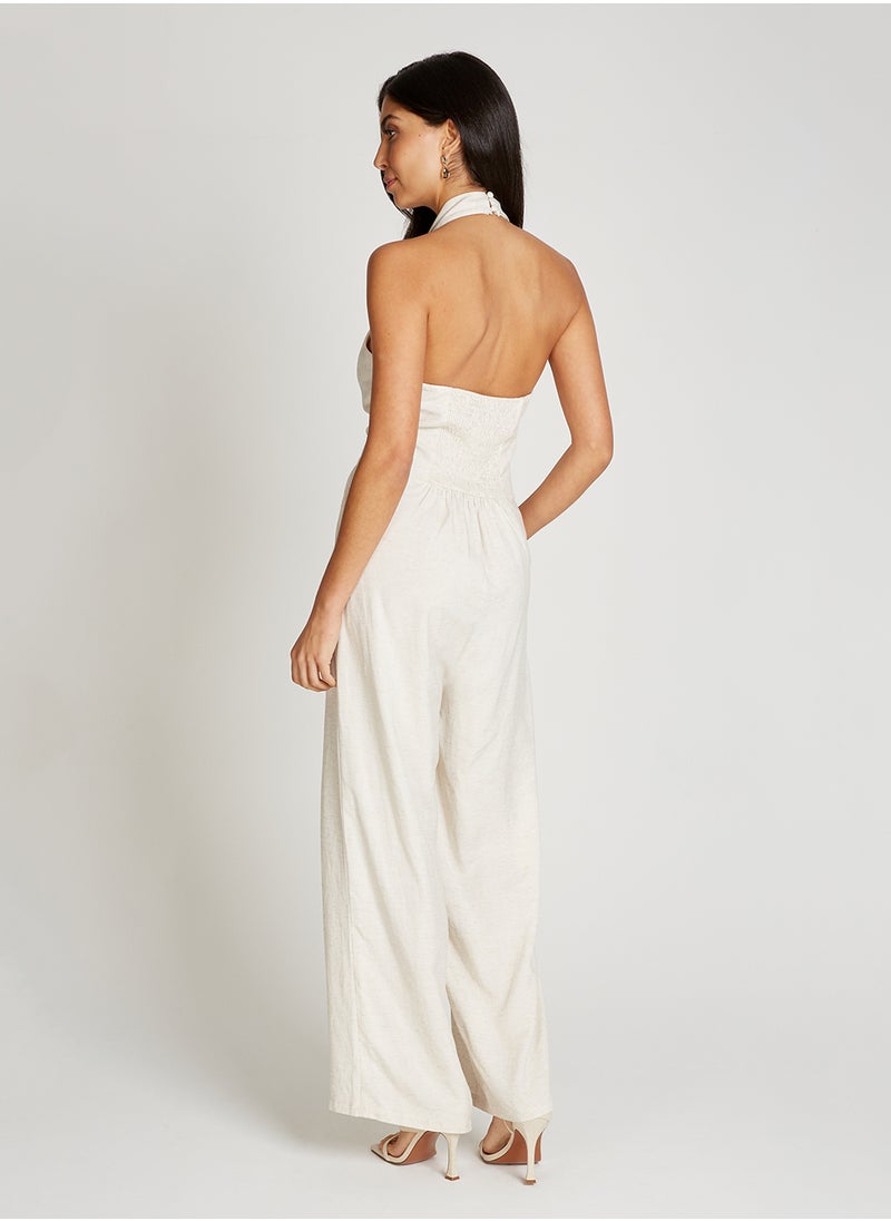 Little Mistress Sleeveless Halter Neck Wide Leg Jumpsuit  - Image 2