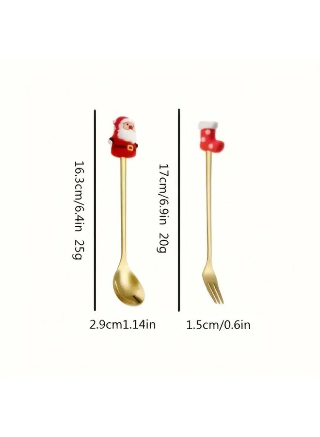 Golden Silvery Christmas Coffee Spoons Set Of 12 Stainless Steel Cute Doll Tea Spoons For Holiday Festive Party Dessert - Image 3