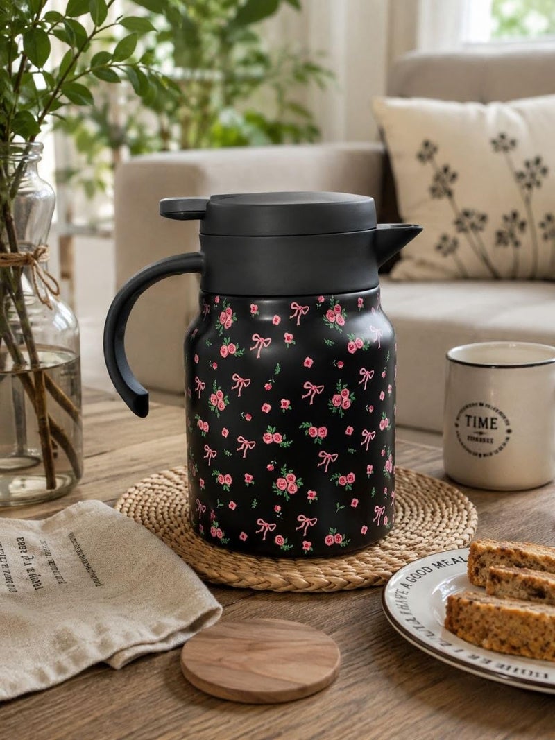 Stainless Steel Flower Tea and Coffee Server with Built-in Strainer