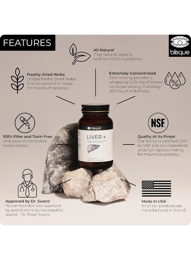Blisque – Liver Complex Supplement to Detox, Cleanse, and Repair The Liver | Doctor-Approved | Natural Ingredients | Milk Thistle, Dandelion, and Burdock Root | 90 Capsule Pills - Image 4