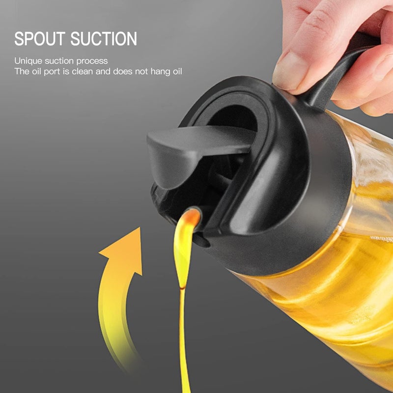 Cazuela Olive Oil Vinegar Dispenser Bottle Auto Flip bottles for kitchen 18 OZ with Leakproof Cap No Grip Easy Clean with Handle for Kitchen Cooking Black - Image 4