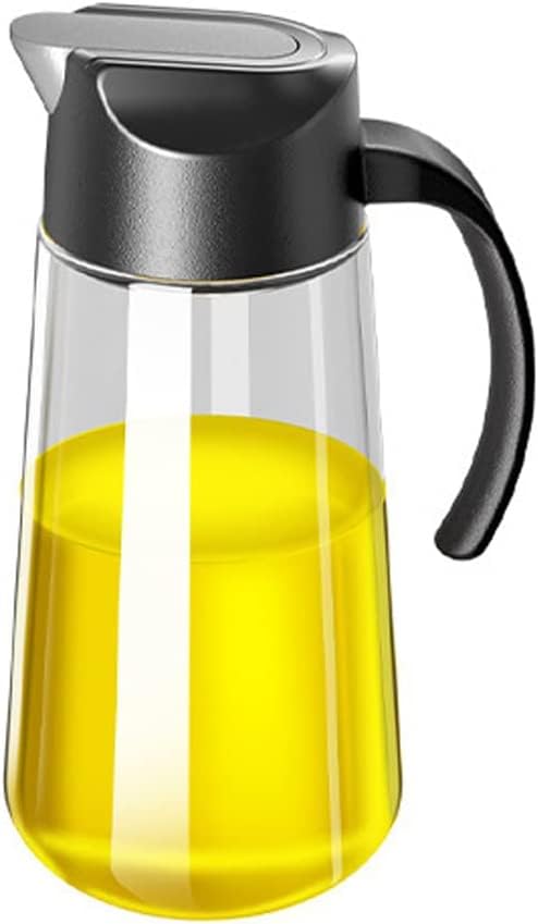 Cazuela Olive Oil Vinegar Dispenser Bottle Auto Flip bottles for kitchen 18 OZ with Leakproof Cap No Grip Easy Clean with Handle for Kitchen Cooking Black - Image 1