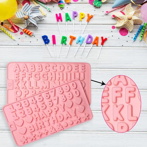 YCDMLJC 2 pcs Number Chocolate Molds and Letter Silicone Molds, with 2 Droppers, Cake letter Decorations silicone molds for baking,chocolate,gummy,candle,jello,cookies - Image 3