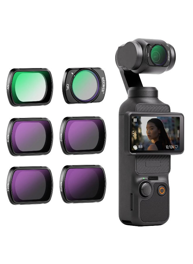 NEEWER 6-Pack Magnetic ND/CPL/UV Filter Set for DJI Osmo Pocket 3 – HD Optical Glass, ND16/32/64/256, CPL & UV, Glare Reduction, Vivid Colors, Fast Attach Camera Filters Kit - Image 1