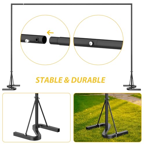 HAITRAL Black Backdrop Banner Stand 10x7 FT,Square Wedding Arch Balloon Metal Frame,Heavy Duty Background Stand Kit,Adjustable Photo Backdrop Stand for for Parties Birthday Video Studio - Image 4