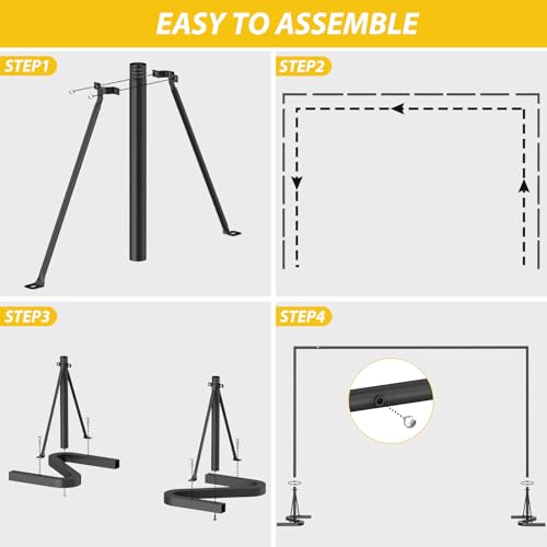 HAITRAL Black Backdrop Banner Stand 10x7 FT,Square Wedding Arch Balloon Metal Frame,Heavy Duty Background Stand Kit,Adjustable Photo Backdrop Stand for for Parties Birthday Video Studio - Image 5