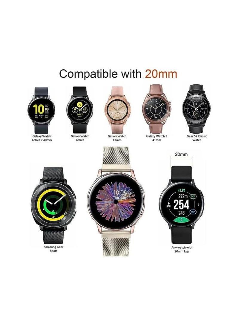 Compatible with Samsung Galaxy Watch Active/Active 2 40mm / 44mm Strap, 20mm Stainless Steel Mesh Metal Watch Band for Gear Sport / S2 Classic/Garmin Vivo Active 3 / Watch 3 41mm (20mm, Gold) - Image 3