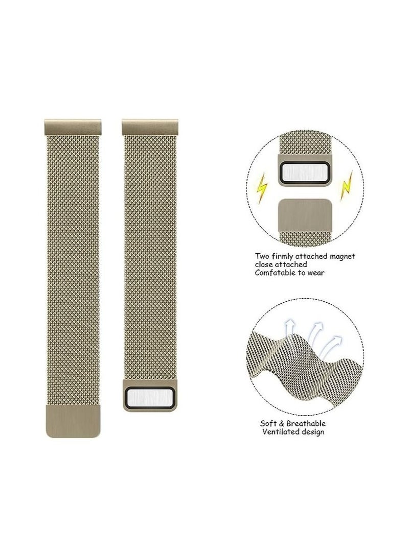 Compatible with Samsung Galaxy Watch Active/Active 2 40mm / 44mm Strap, 20mm Stainless Steel Mesh Metal Watch Band for Gear Sport / S2 Classic/Garmin Vivo Active 3 / Watch 3 41mm (20mm, Gold) - Image 2