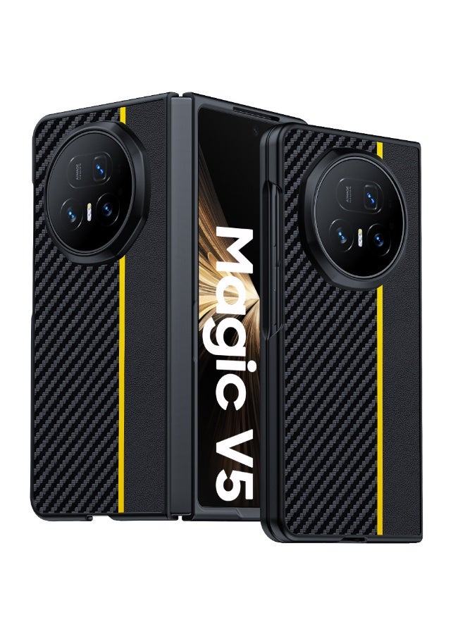 general for Honor Magic V5 Case, Slim Ultra-thin Lightweight PC Shell Carbon Fiber Texture, Military Grade Protection Shockproof Phone Case Cover for Magic V5 5G