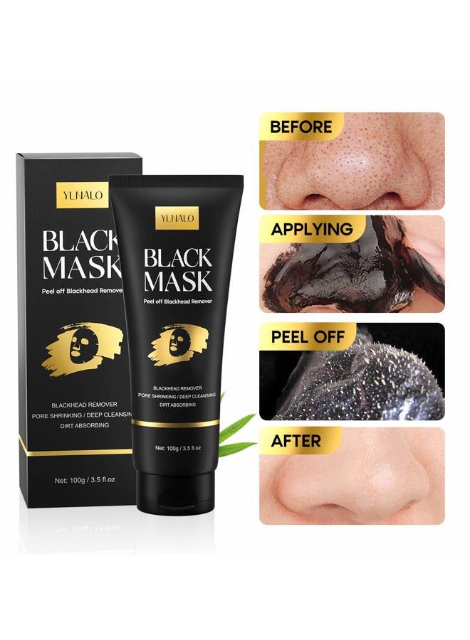 YLNALO Blackhead Remover Mask Kit, Charcoal Peel Off Facial Mask with Brush and Pimple Extractors, Deep Cleansing for Face Nose Blackhead Pores Acne, For All Skin Types (3.5 Fl.oz) - Image 3
