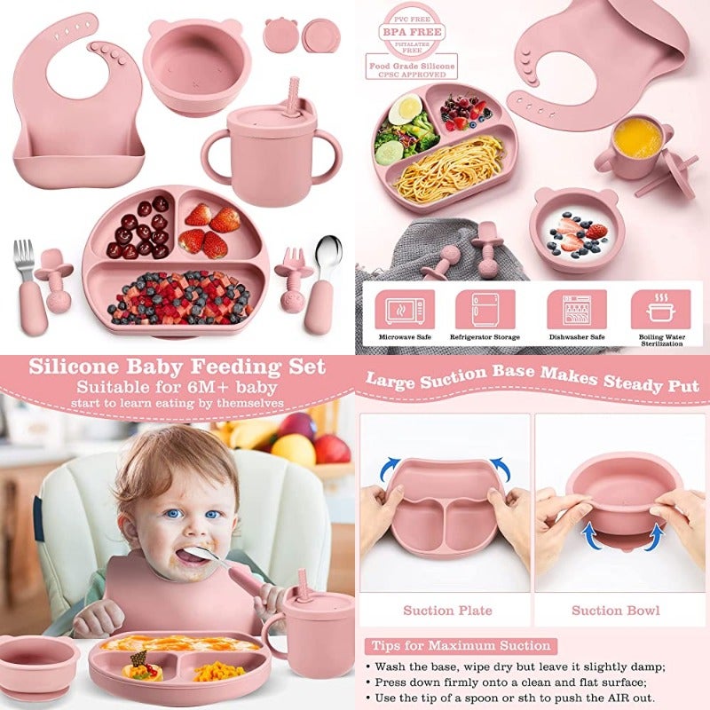 Generic Baby Feeding SetBaby Tableware Set With Suction Bowl Divided ...
