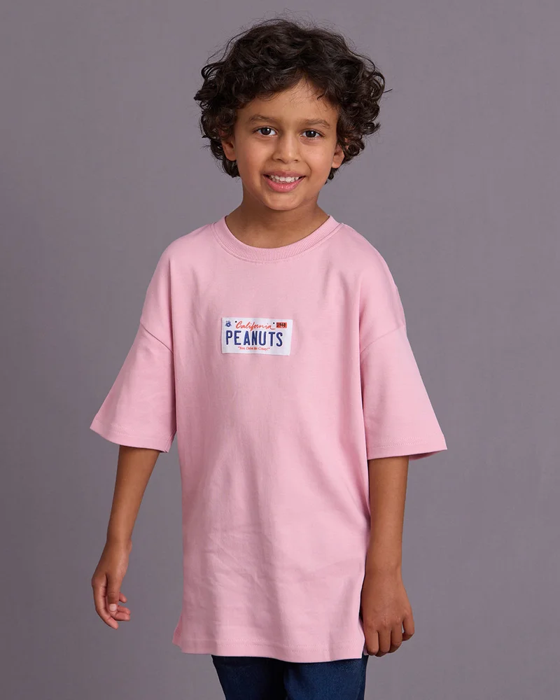 REDTAG Boys  Pink Over Sized T-Shirt