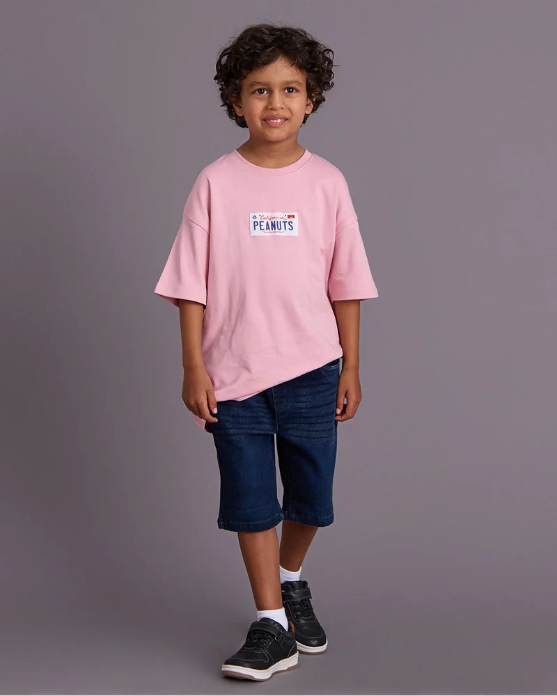 REDTAG Boys  Pink Over Sized T-Shirt