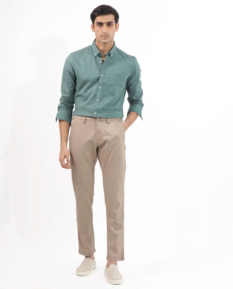 Rare Rabbit Rare Rabbit Men's Auxfo Light Petrol Cotton Fabric Full Sleeves Solid Shirt