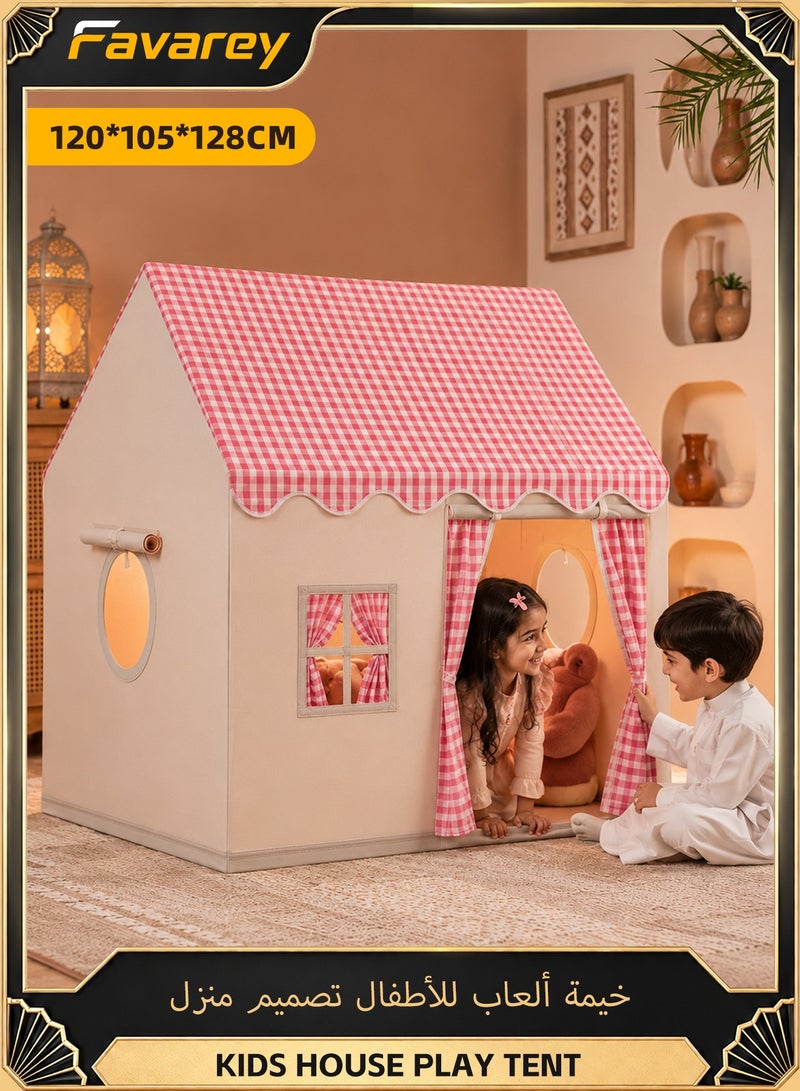 فافاري خيمة لعب للأطفال لون وردي، بيت أميرات داخلي كبير للبنات، مقاس 120 × 105 × 128 سم، خيمة قابلة للطي من قماش بوليستر وهيكل معدني، مع حقيبة تخزين، لغرفة النوم وغرفة اللعب وركن القراءة - Image 1