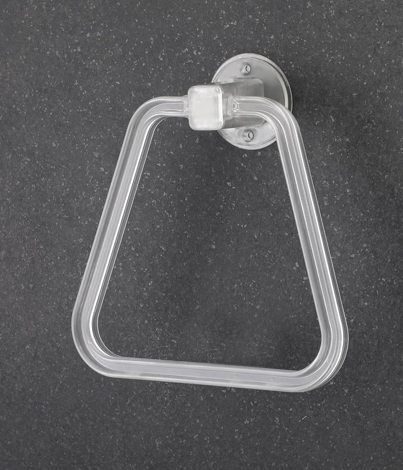 iSTAR Self Adhesive Sticker ABS Plastic Hand Towel Ring Holder for Bathroom Washbasin Triangle Towel Hanger Unbreakable Napkin Holder Stand for Kitchen Bathroom Accessroies (White) Pack of 1 - Image 5