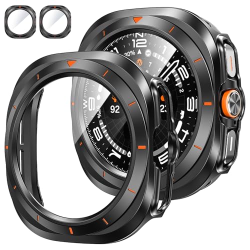 Tensea [2Pack for Samsung Galaxy Watch Ultra 2025/Galaxy Watch 7 Ultra 2024 Screen Protector Case 47mm Accessories, Protective Face Cover for 47 mm, Hard Bumper Built-in Tempered Glass Film Women Men - Image 1