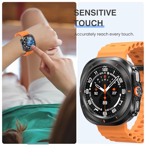 Tensea [2Pack for Samsung Galaxy Watch Ultra 2025/Galaxy Watch 7 Ultra 2024 Screen Protector Case 47mm Accessories, Protective Face Cover for 47 mm, Hard Bumper Built-in Tempered Glass Film Women Men - Image 5