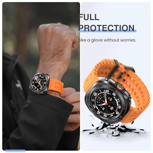 Tensea [2Pack for Samsung Galaxy Watch Ultra 2025/Galaxy Watch 7 Ultra 2024 Screen Protector Case 47mm Accessories, Protective Face Cover for 47 mm, Hard Bumper Built-in Tempered Glass Film Women Men - Image 3
