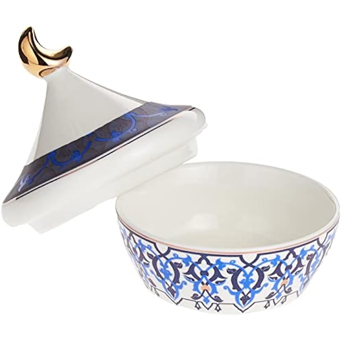 rayihni Istekana CahwaPorcelain Arabic Coffee Set With Dallah And Dates Bowl With Lid 16 PiecesDecorated With Colored Drawing Assorted - Image 3