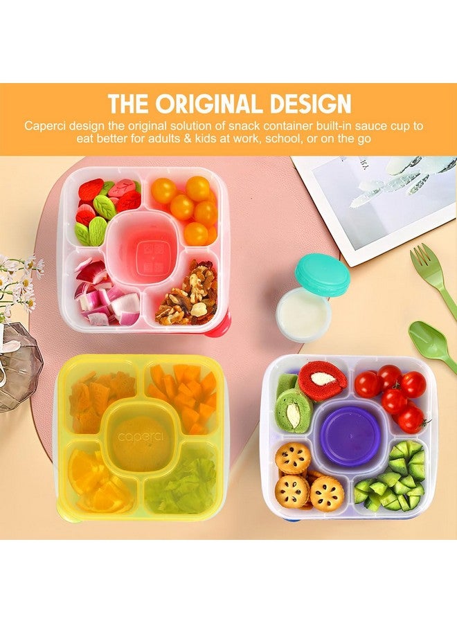 Caperci Original Bento Snack Box Containers for Kids & Adults - Lunchable Food Containers 5 Compartments with 4 Leakproof Small Containers, BPA-Free, Set of 4 (Brights) - Image 2