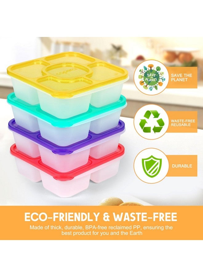 Caperci Original Bento Snack Box Containers for Kids & Adults - Lunchable Food Containers 5 Compartments with 4 Leakproof Small Containers, BPA-Free, Set of 4 (Brights) - Image 3