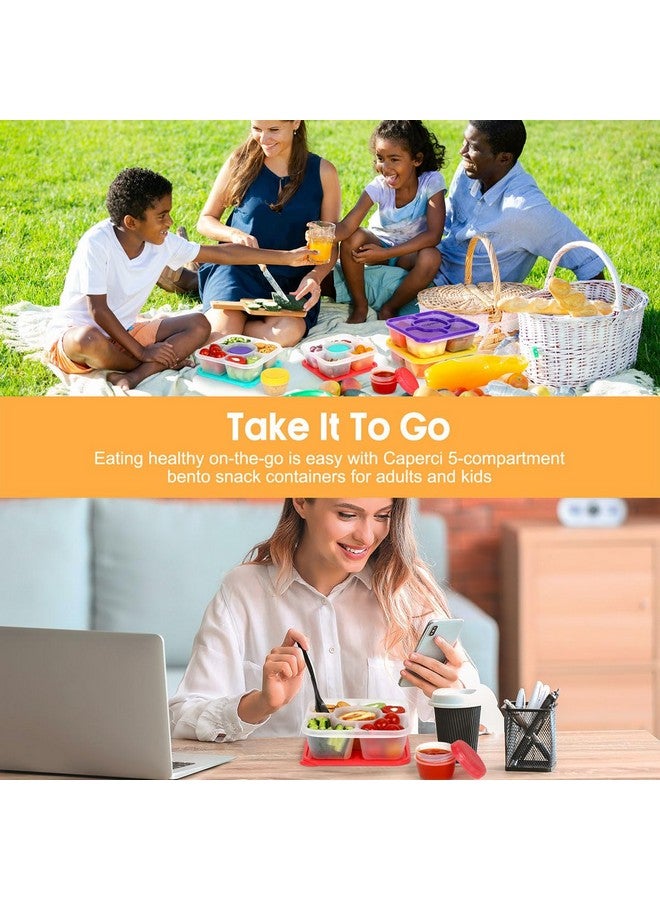 Caperci Original Bento Snack Box Containers for Kids & Adults - Lunchable Food Containers 5 Compartments with 4 Leakproof Small Containers, BPA-Free, Set of 4 (Brights) - Image 5